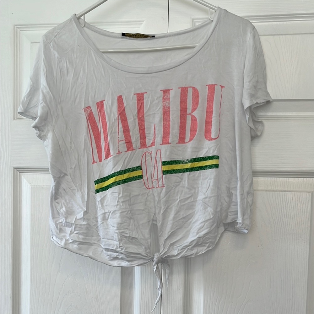 White and Pink Malibu Graphic Women's Top